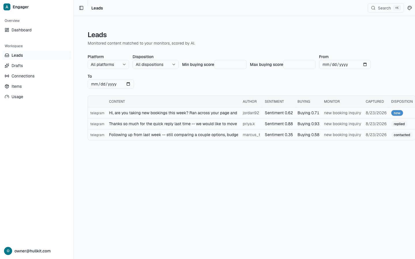 Leads screenshot